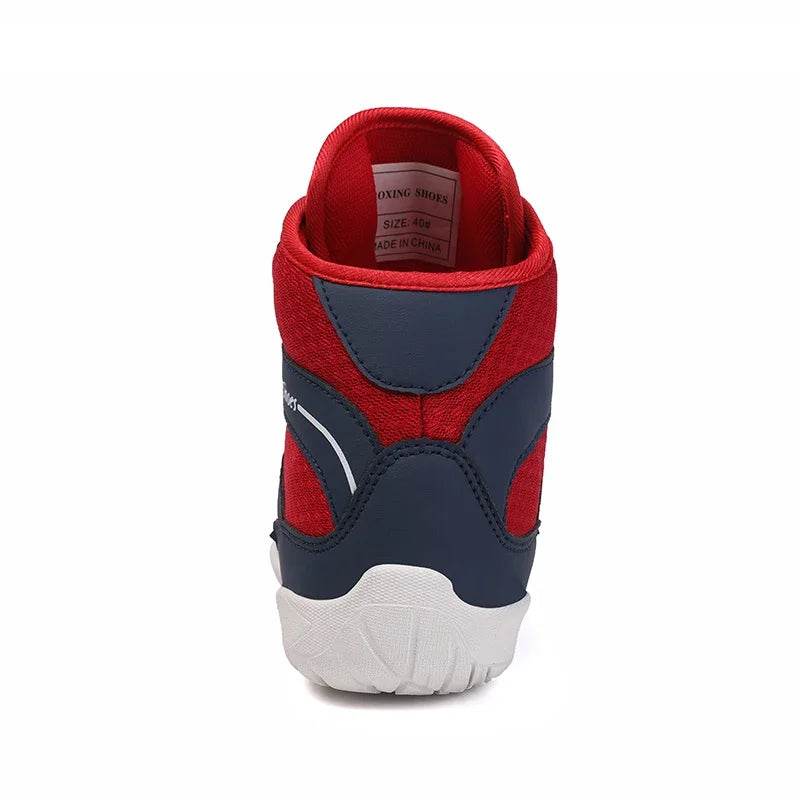 Professional Wrestling Shoes for Men Lightweight Red and Blue Sport Sneakers for Boxing and Training Outdoors Large Size - KICKSTART