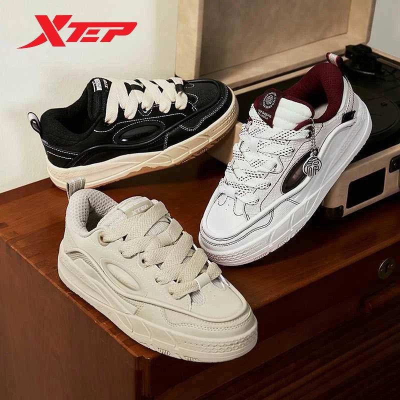 Xtep Low Skateboarding Shoes for Women 2025 Spring Thick Sole Heightening Breathable Lightweight Retro Sneakers 875118310017 - KICKSTART