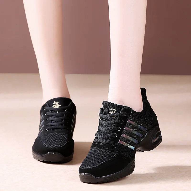 Dance Sneakers for Woman Jazz Shoes Mesh Modern Outsole Dance Sneakers Breathable Lightweight Dancing Fitness Shoes for Women - KICKSTART