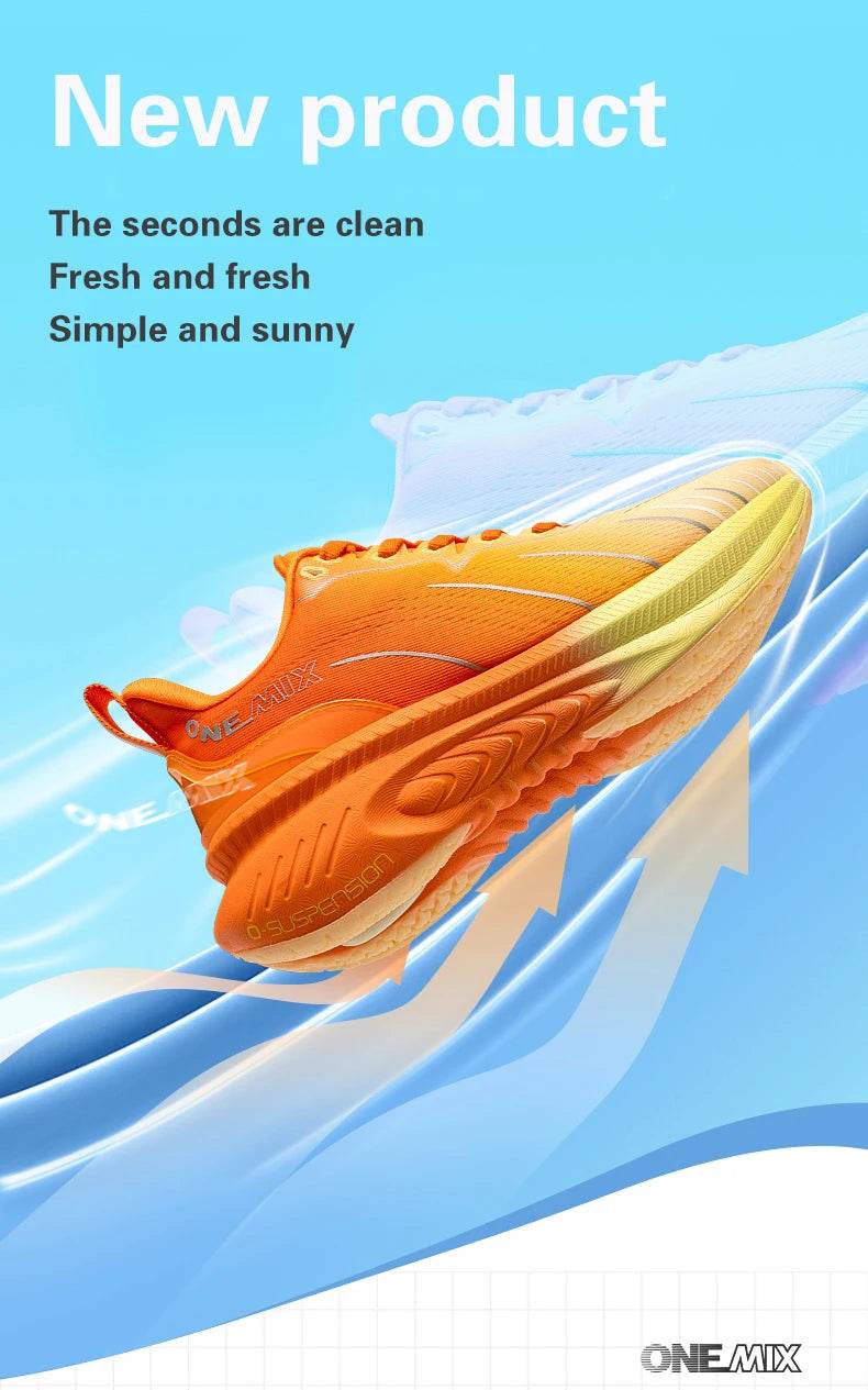 ONEMIX Top Cushioning Running Shoes Suitable for Heavy Runners Lace Up Sport Shoes Non-slip Outdoor Athletic Sneakers for Men - KICKSTART