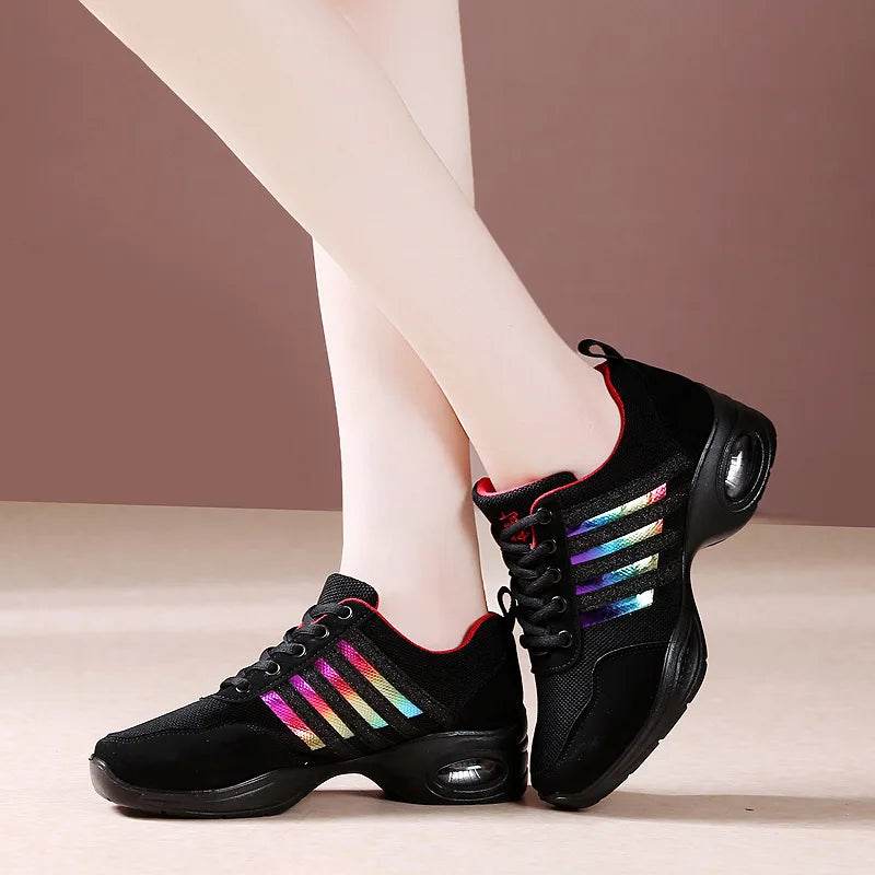 Dance Sneakers for Woman Jazz Shoes Mesh Modern Outsole Dance Sneakers Breathable Lightweight Dancing Fitness Shoes for Women - KICKSTART