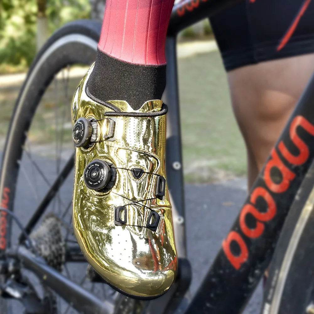 BOODUN Golden Carbon Road Bike Cycling Shoes Road Bike Self-Locking Shoes Carbon Ultralight professional Bicycle Racing Shoes - KICKSTART