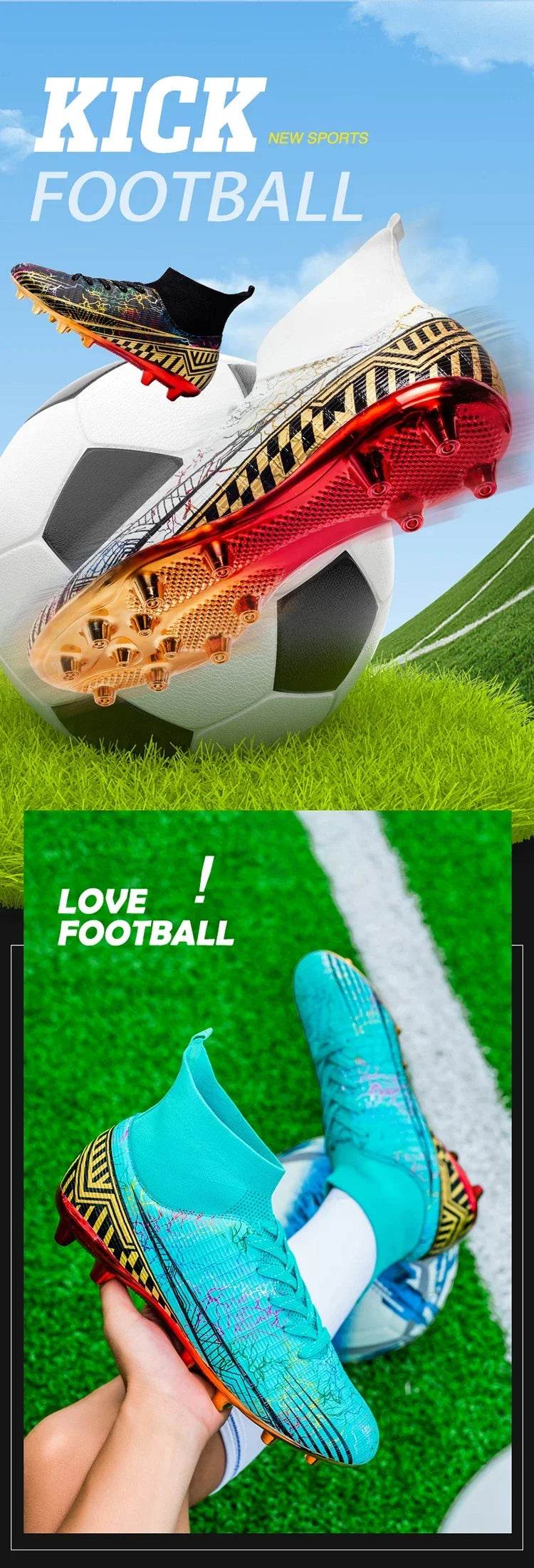 Football Soccer Shoes Sports Shoes for Boys Professional Youth Football Shoes for Men's Casual Sneakers Men Zapatos De Futbol - KICKSTART