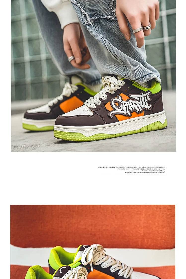 Fashion Blue Designer Skateboard Shoes Men Streetwear Hip hop Sneakers Men Luxury Platform Skateboard Sneakers Men basket homme - KICKSTART