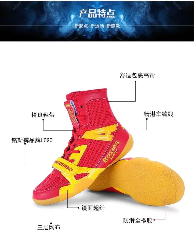 Professional Wrestling Shoes Men Women Boxing Shoes Light Weight Flighting Footwears Anti Slip Wrestling Sneakers - KICKSTART