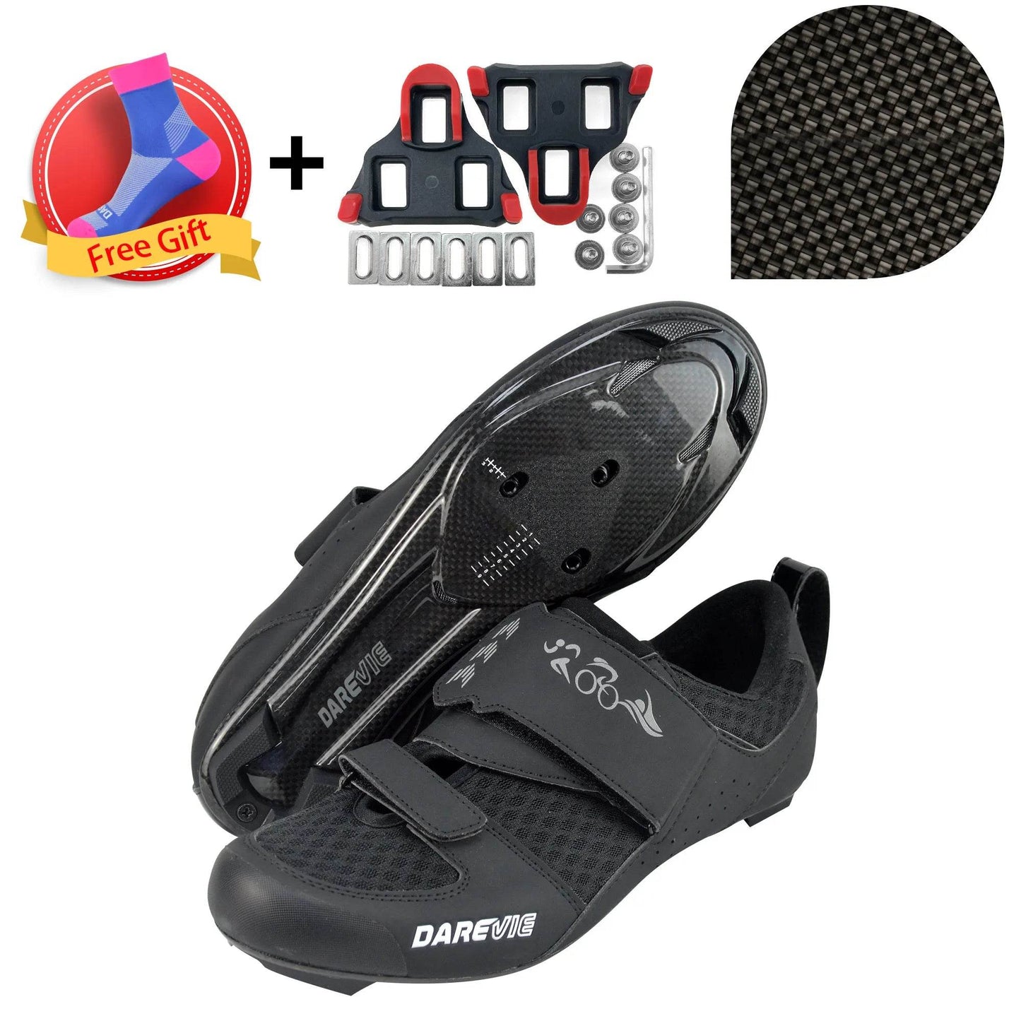 DAREVIE Pro Carbon Cycling Shoes Race Triathlon Shoes 10 Level Hard Carbon Light Road Cycling Shoes Men Women Cycling Sneakers - KICKSTART