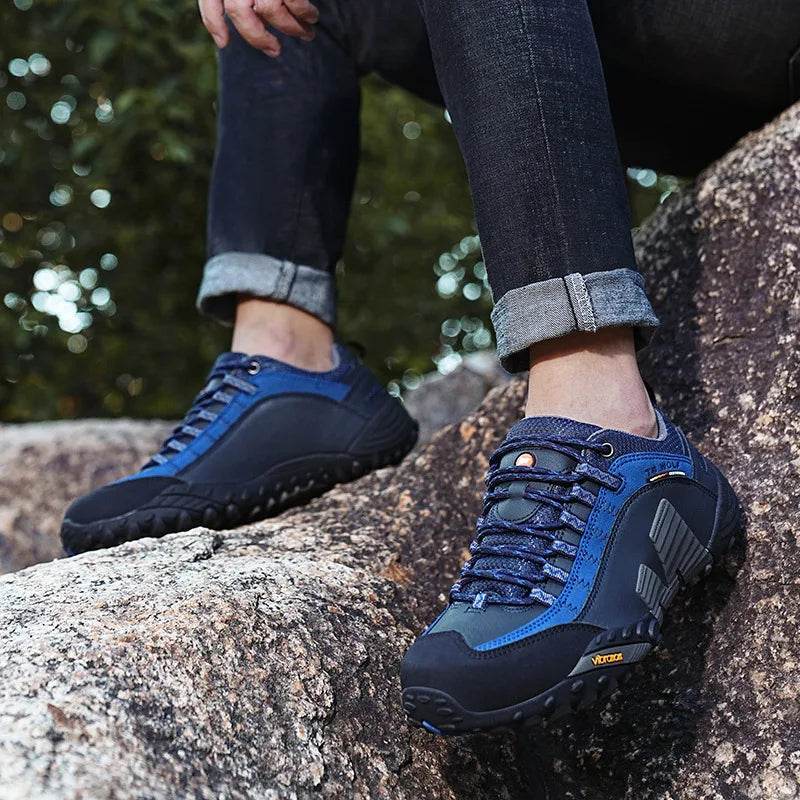 High quality Men's Trekking Shoes Genuine Leather Men Women Hiking Shoes Outdoor Waterproof Sport Climbing Men Sneakers - KICKSTART