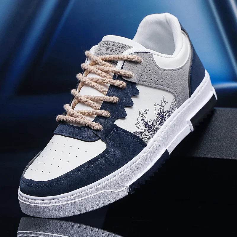 Mens Skate Shoes 2024 New PU Leather Casual Sneakers 2023 New Luxury Design Sports Shoes Korean Style Tennis Shoes for Men - KICKSTART