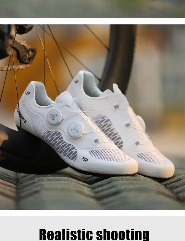 Sidebike ultralight 14 level hardness carbon fiber shoes road bike professional self-locking cleats cycling shoes breathing - KICKSTART