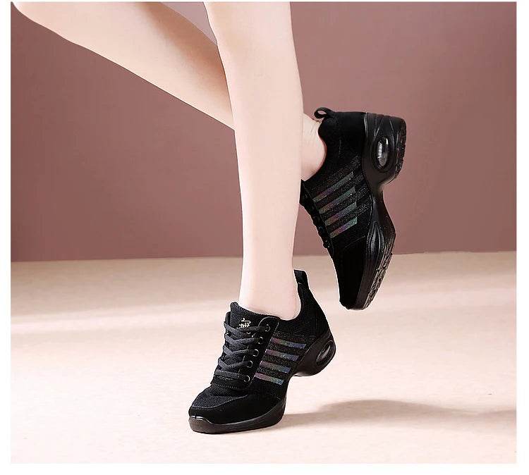 Dance sneakers for woman jazz shoes mesh Modern Outsole Dance Sneakers Breathable Lightweight Dancing fitness shoes for women - KICKSTART