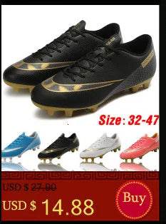 Men Soccer Shoes Professional Futsal Football Boots FG TF Kids Grass Cleats Football Shoes Gold Outdoor Training Soccer Boots - KICKSTART