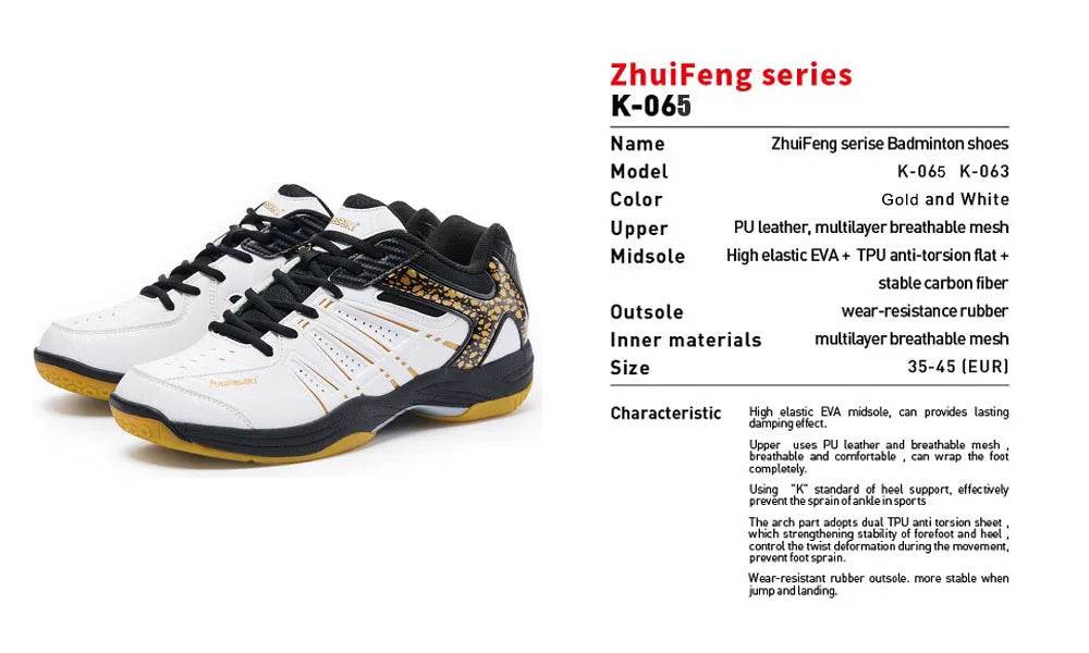 Kawasaki Badminton Shoes Breathable Anti-Slippery Sport Tennis Shoes for Men Women Sneakers K-063 - KICKSTART