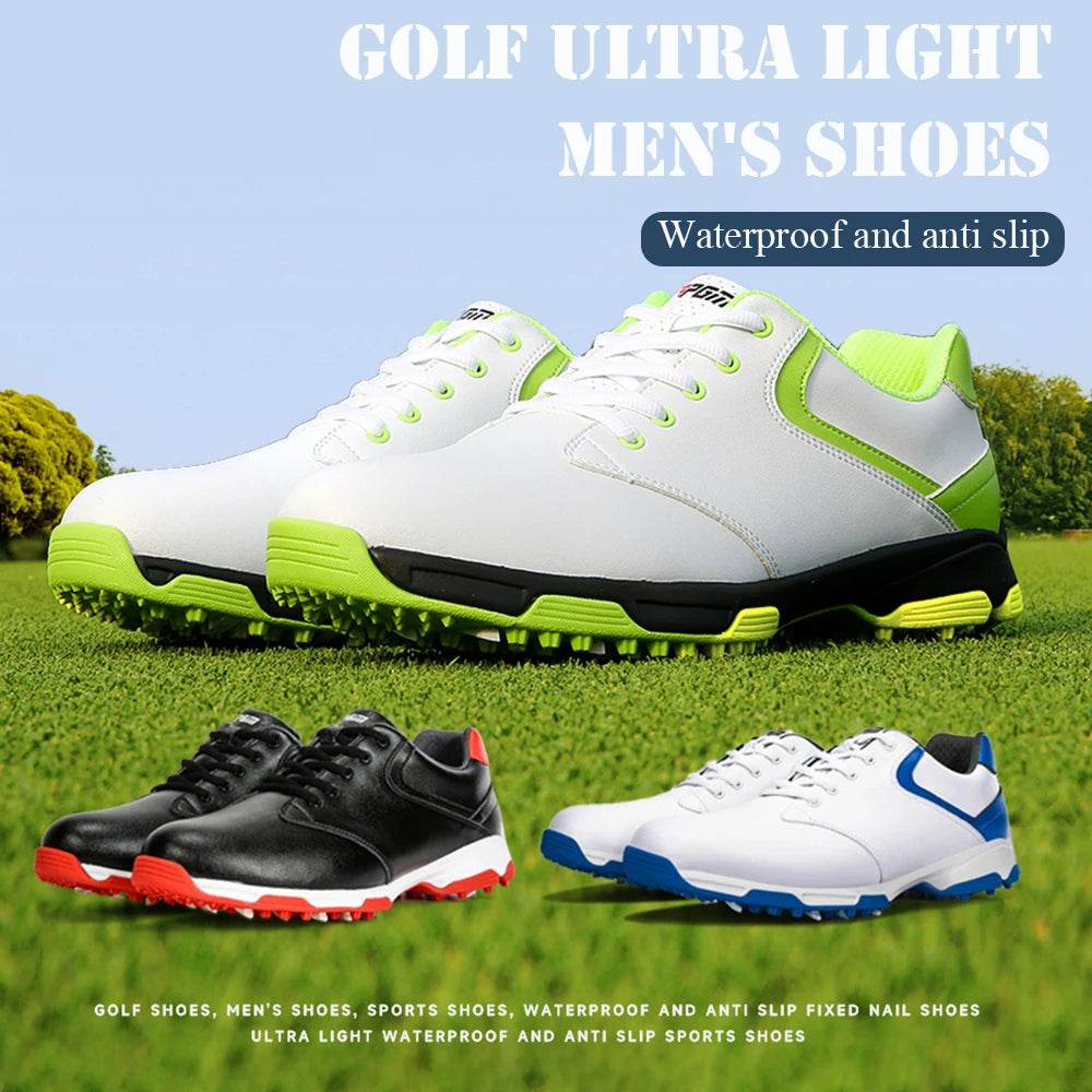 PGM Golfs Shoes For Men Comfy Breathable Waterproof Sneaker Lace-Up Non-Slip Causal Sports Shoes Golfs Accessories 39-44 Size - KICKSTART