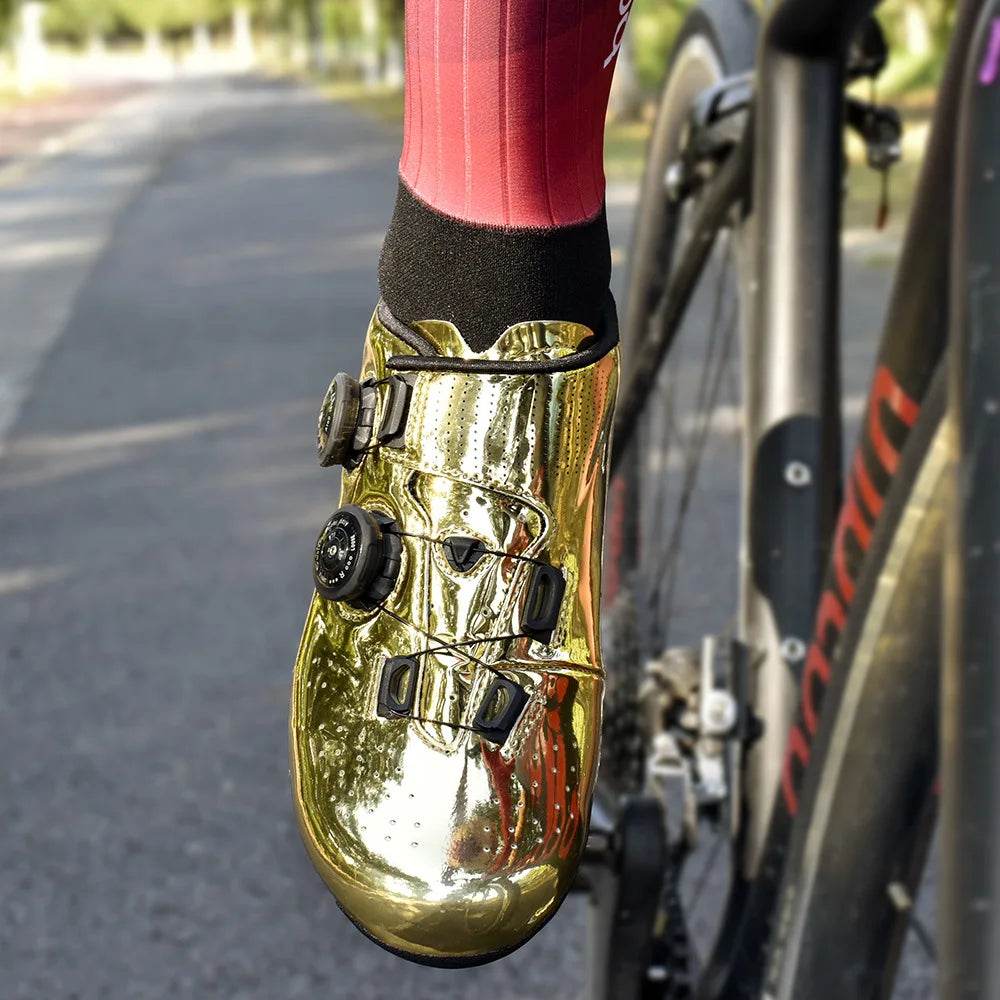 BOODUN Golden Carbon Road Bike Cycling Shoes Road Bike Self-Locking Shoes Carbon Ultralight professional Bicycle Racing Shoes - KICKSTART