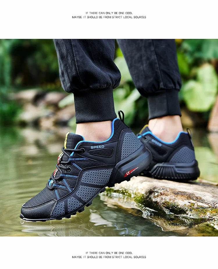 SMS New Men Shoes Sneakers Breathable Outdoor Mesh Hiking Shoes Casual Light Male Sport Shoes Comfortable Climbing Shoes - KICKSTART