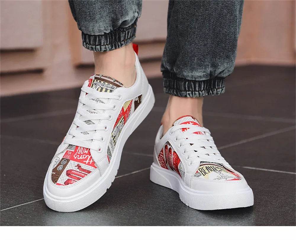 Trend Graffiti Casual Shoes Men Platform Sneakers Walking Skateboarding Shoe Fashion Footwear Teenagers Zapatillas Hombre 39-44 - KICKSTART