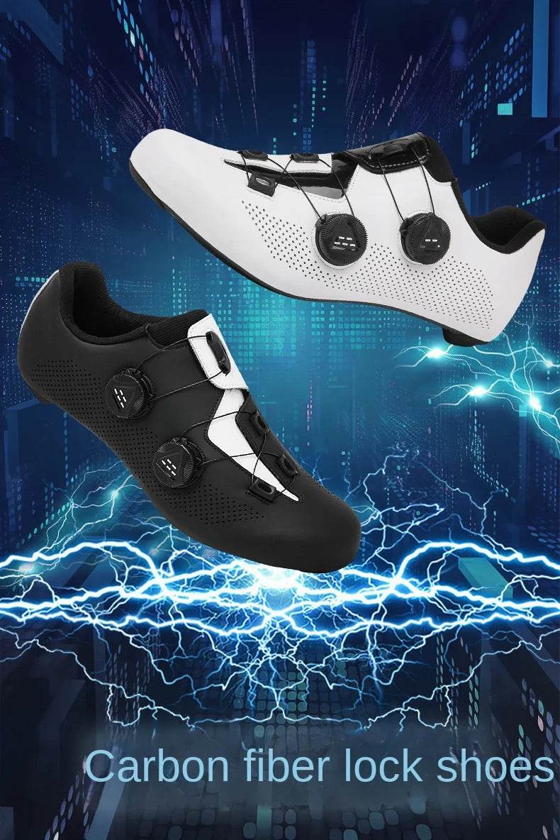 Carbon fiber cycling shoes Men's carbon sole lock shoes Road car hard sole carbon fiber cycling shoes - KICKSTART