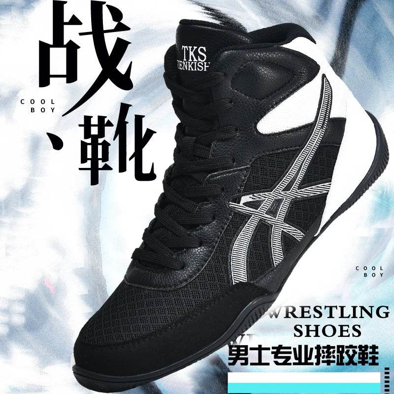 Men's Light Wrestling Shoes Breathable Mesh Boxing Sports Shoes Men's Training Boxing Shoes Black Gold Red Sports Shoes - KICKSTART