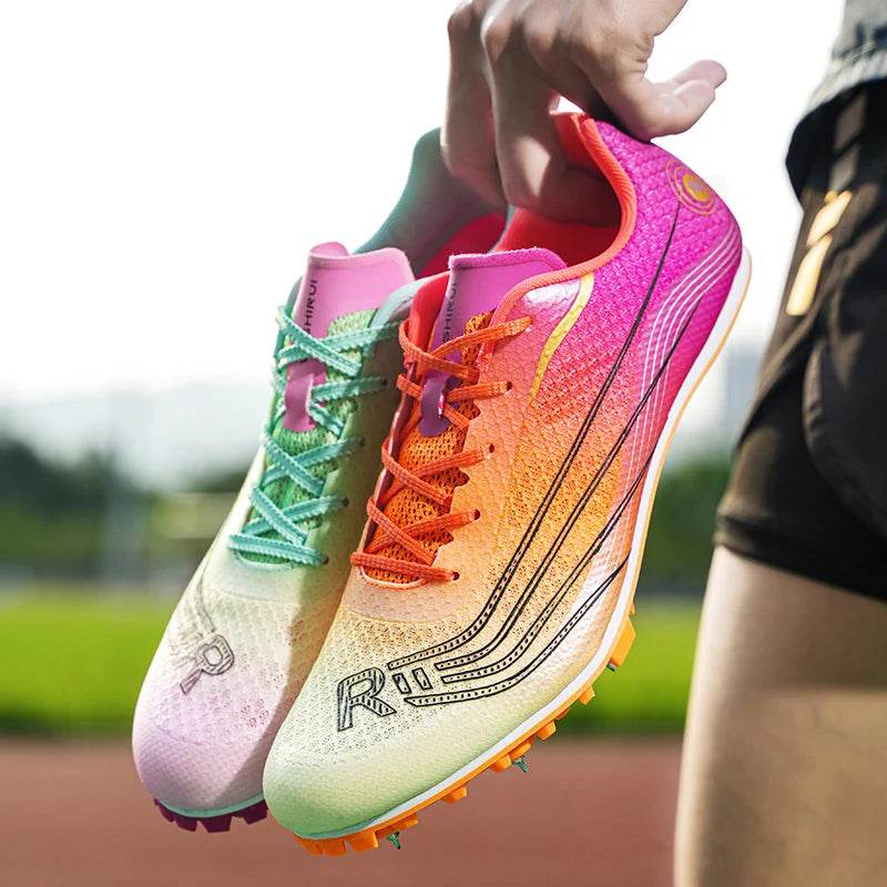 Professional Men Track and Field Shoes Anti-Slip Women Spikes Sneakers Breathable Outdoor Sneaker Low Top Mandarin Duck Shoes - KICKSTART