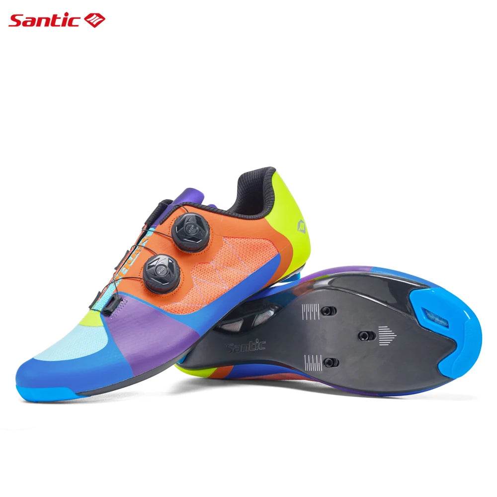 Santic Carbon Fiber Cycling Shoes Men Outdoor Professional Road Racing Shoes Adjustable Auto-lock Road Riding Bicycle Sneakers - KICKSTART