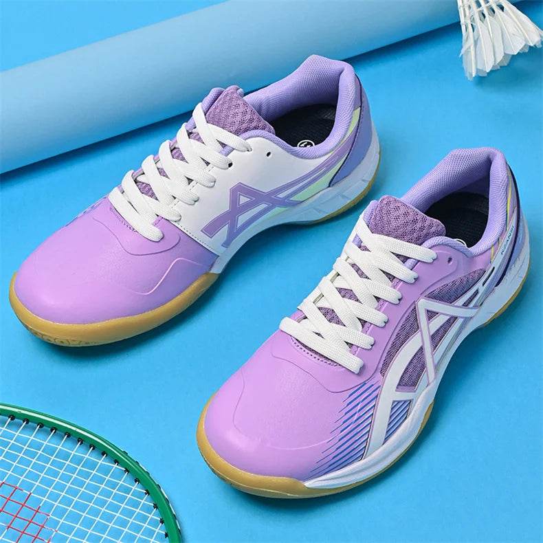 Professional Badminton Shoes Men Women Fashion Purple Badminton Sneakers Non-Slip Table Tennis Shoes Men Indoor Volleyball Shoes - KICKSTART