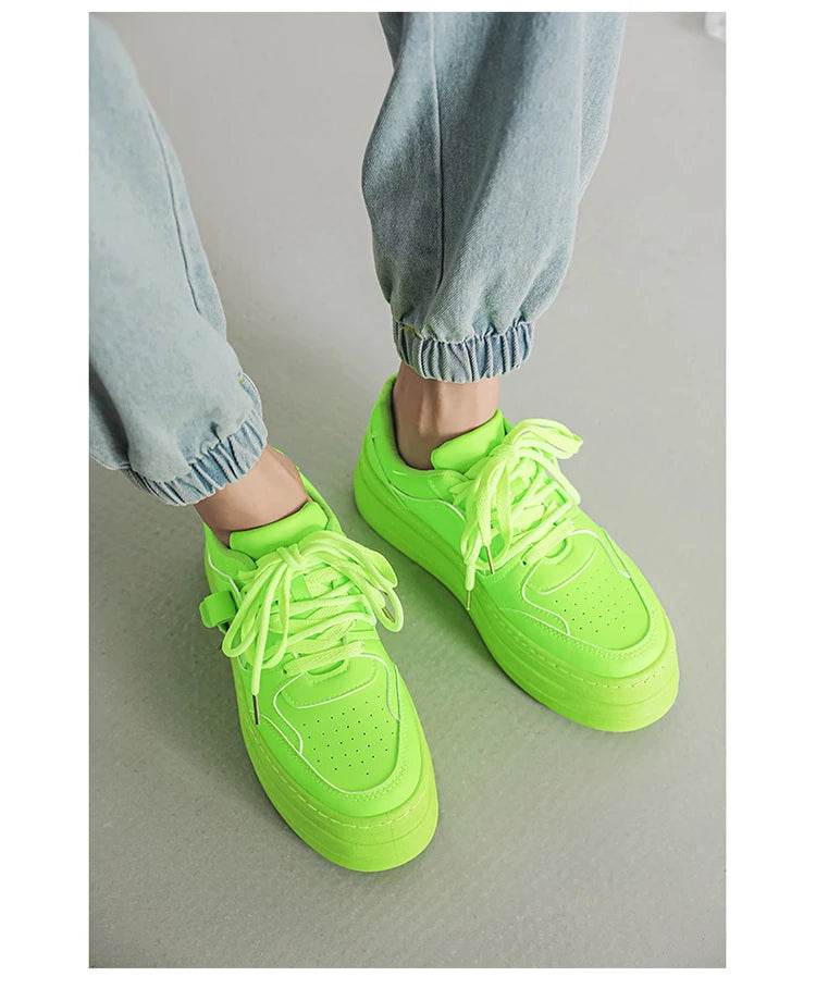 New Fashion Green Skateboard Shoes for Men Comfy Height-increasing Platform Shoes Men Non-slip Sports Shoes Zapatillas De Skate - KICKSTART