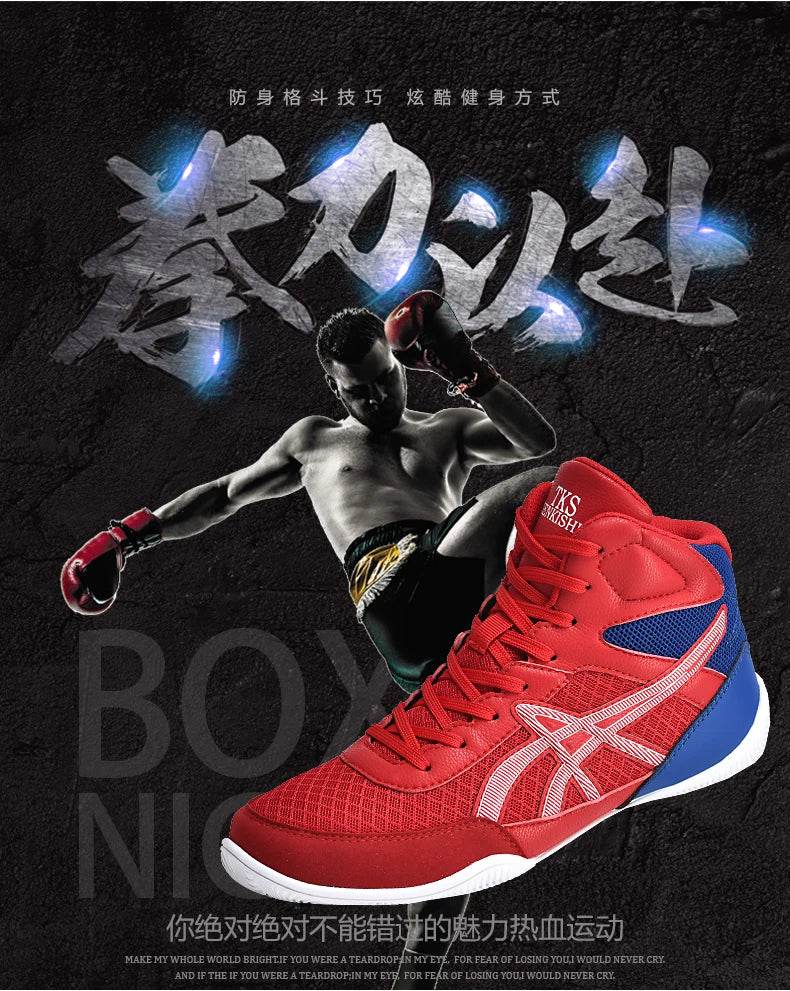 Men's Light Wrestling Shoes Breathable Mesh Boxing Sports Shoes Men's Training Boxing Shoes Black Gold Red Sports Shoes - KICKSTART