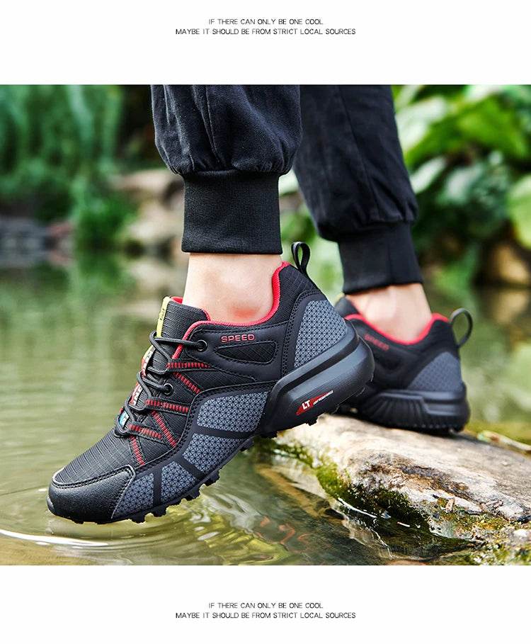 SMS New Men Shoes Sneakers Breathable Outdoor Mesh Hiking Shoes Casual Light Male Sport Shoes Comfortable Climbing Shoes - KICKSTART