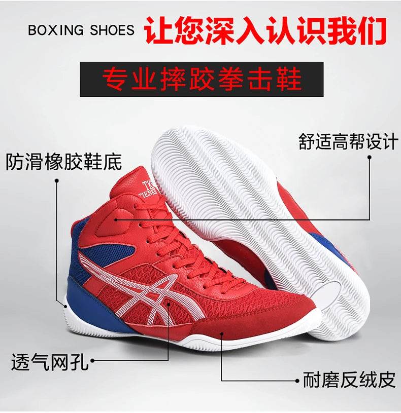 Men's Light Wrestling Shoes Breathable Mesh Boxing Sports Shoes Men's Training Boxing Shoes Black Gold Red Sports Shoes - KICKSTART