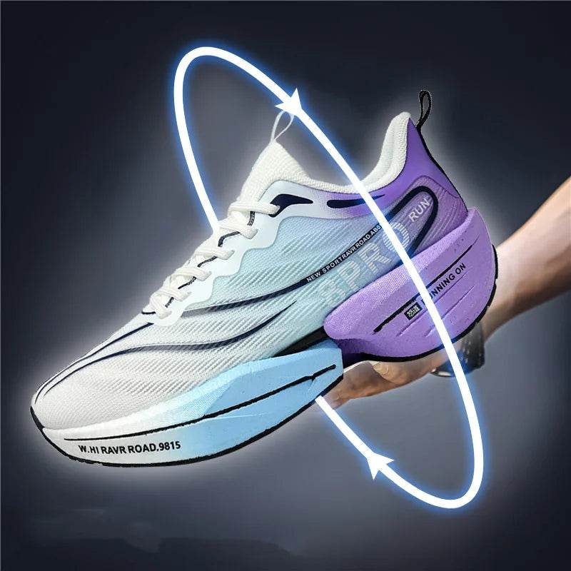 Sports Running Shoes Men Marathon Carbon Plate Air Cushion Breathable Ultralight Women's Comfortable Athletic Nonskid Sneakers - KICKSTART