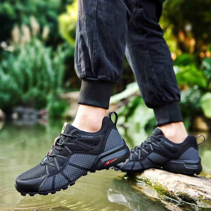 SMS New Men Shoes Sneakers Breathable Outdoor Mesh Hiking Shoes Casual Light Male Sport Shoes Comfortable Climbing Shoes - KICKSTART