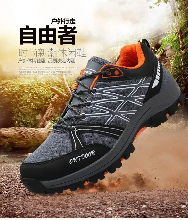 Men's Outdoor Hiking Boots Lightweight Running Shoes Anti Slip and Wear-resistant Rubber Soles Mesh Breathable Sports Shoes 2025 - KICKSTART