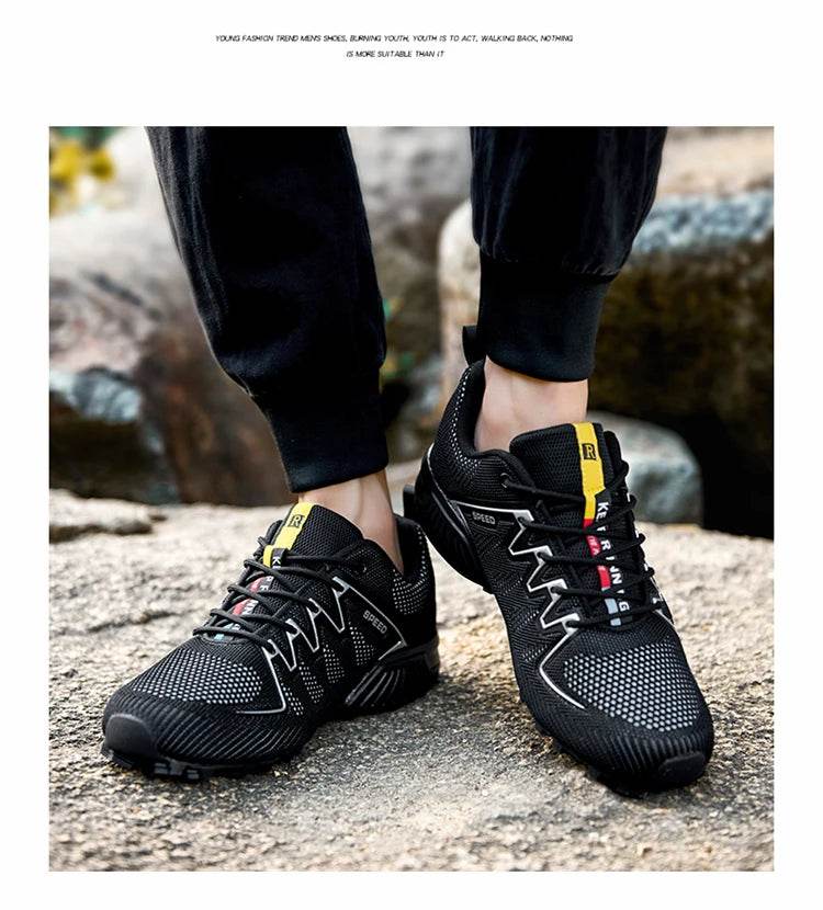 SMS New Men Shoes Sneakers Breathable Outdoor Mesh Hiking Shoes Casual Light Male Sport Shoes Comfortable Climbing Shoes - KICKSTART