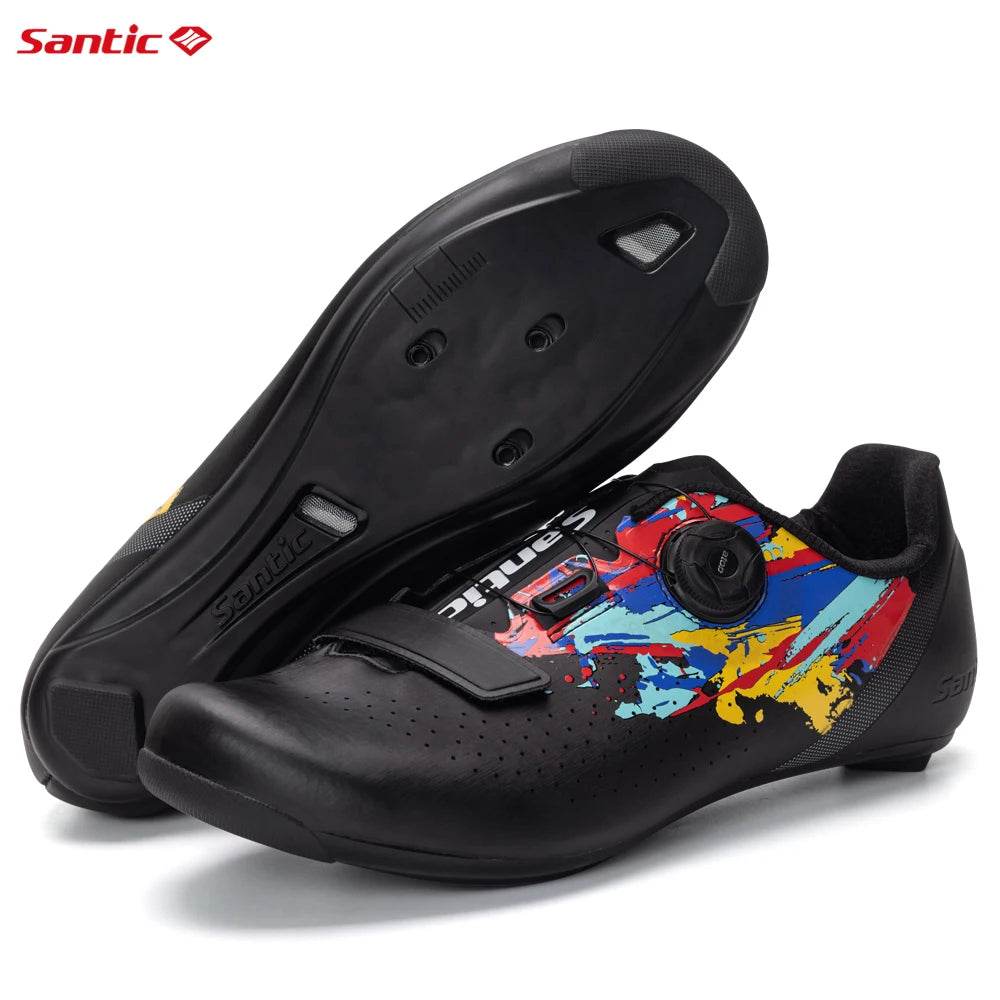 Santic 2025 New Cycling Shoes Men Outdoor Glass Fiber Nylon Sole Pro Road Racing Shoes Auto-lock Road Riding Bicycle Sneakers - KICKSTART