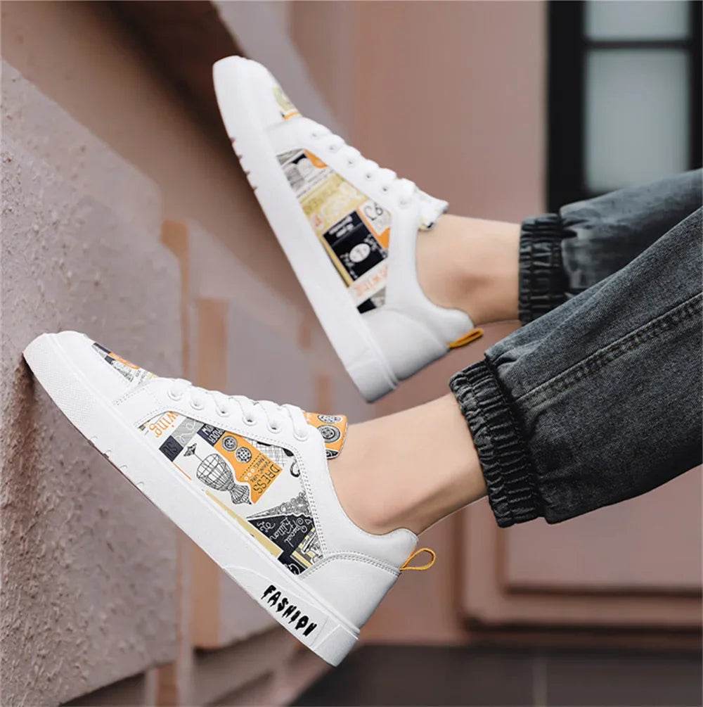 Trend Graffiti Casual Shoes Men Platform Sneakers Walking Skateboarding Shoe Fashion Footwear Teenagers Zapatillas Hombre 39-44 - KICKSTART