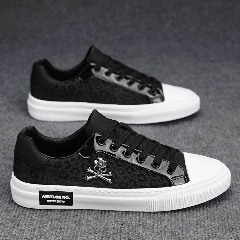 Hot Sale Fashion Skateboard Shoes Men Luxury Silver Sneakers Designer Skate Sneakers Men Flats Leather Casual Men Shoes 2023 - KICKSTART