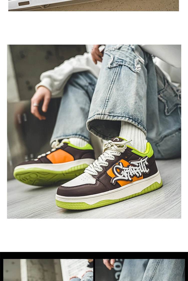 Fashion Blue Designer Skateboard Shoes Men Streetwear Hip hop Sneakers Men Luxury Platform Skateboard Sneakers Men basket homme - KICKSTART