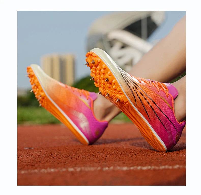 Professional Men Track and Field Shoes Anti-Slip Women Spikes Sneakers Breathable Outdoor Sneaker Low Top Mandarin Duck Shoes - KICKSTART