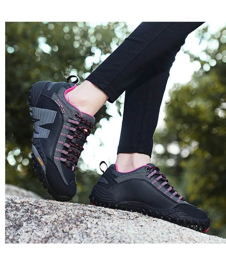 High quality Men's Trekking Shoes Genuine Leather Men Women Hiking Shoes Outdoor Waterproof Sport Climbing Men Sneakers - KICKSTART