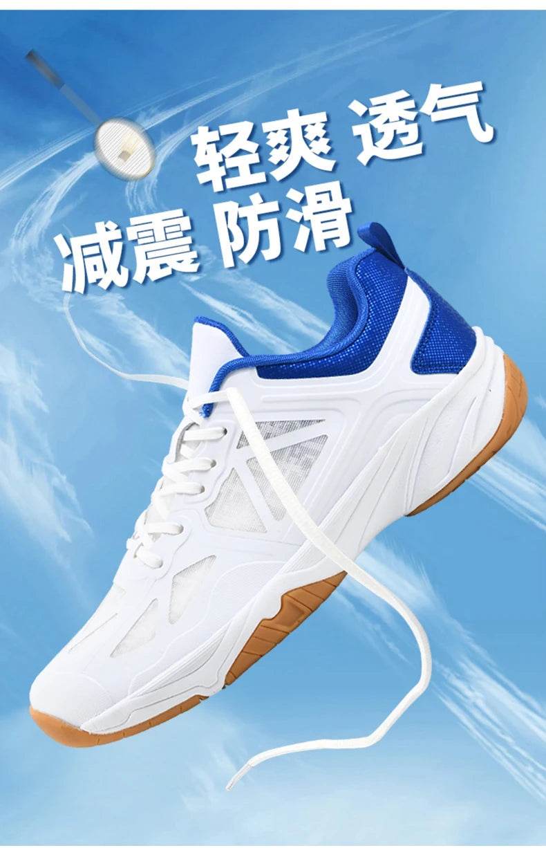 Unisex Men Women Badminton Squash Indoor Sports Shoes Ultra-light Rubber Sole Volleyball Table Tennis Training Sneakers - KICKSTART