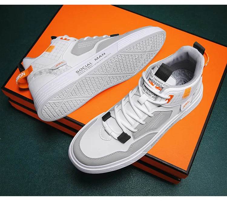 Men's Casual Shoes Skateboarding Shoes Lightweight high top Men Shoes Flat Lace-Up Sneakers Male Business Travel Tenis Masculino - KICKSTART