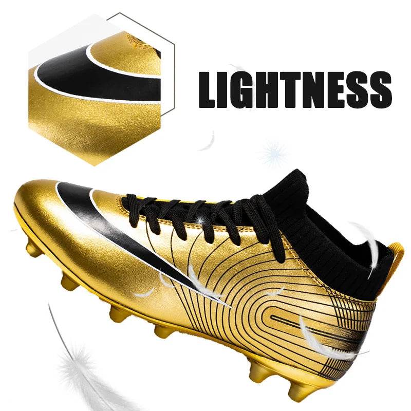 Men Soccer Shoes Professional Futsal Football Boots FG TF Kids Grass Cleats Football Shoes Gold Outdoor Training Soccer Boots - KICKSTART