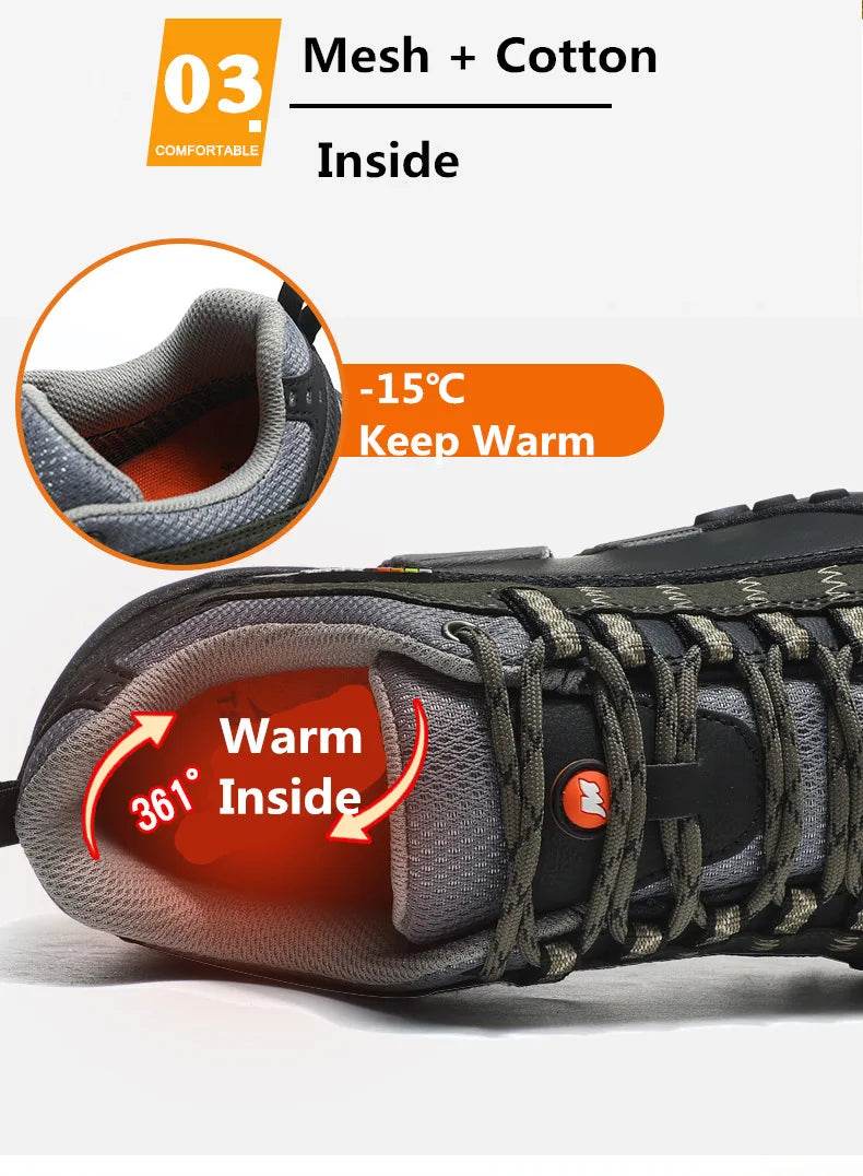 High quality Men's Trekking Shoes Genuine Leather Men Women Hiking Shoes Outdoor Waterproof Sport Climbing Men Sneakers - KICKSTART