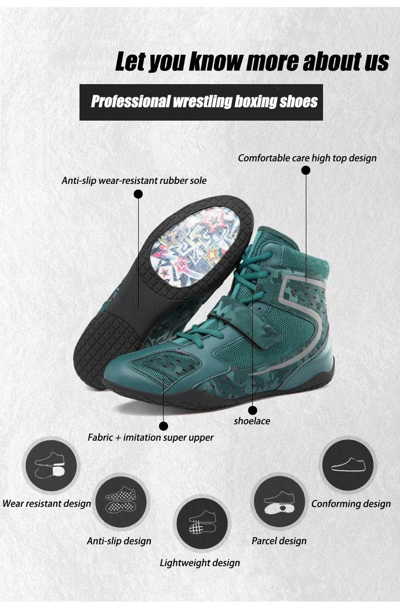 Professional Wrestling Shoes Youth Mesh Breathable and Anti Slip Boxing Wrestling Fighting Sports Shoes Fitness Training Shoes - KICKSTART