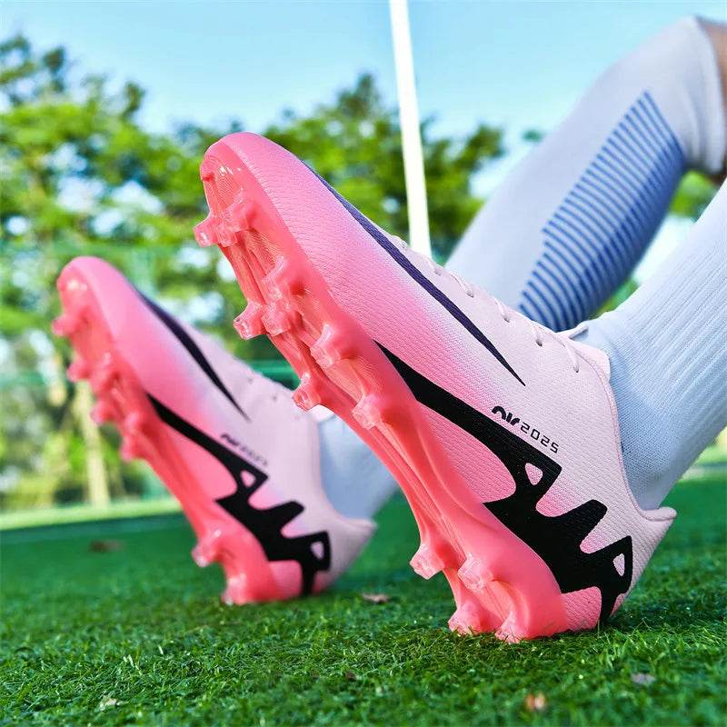 Men Soccer Shoes FG/TF Soft Football Sneakers Breathable Non-Slip Cleats Grass Trainers Outdoor Low Top Running Sport Footwear - KICKSTART