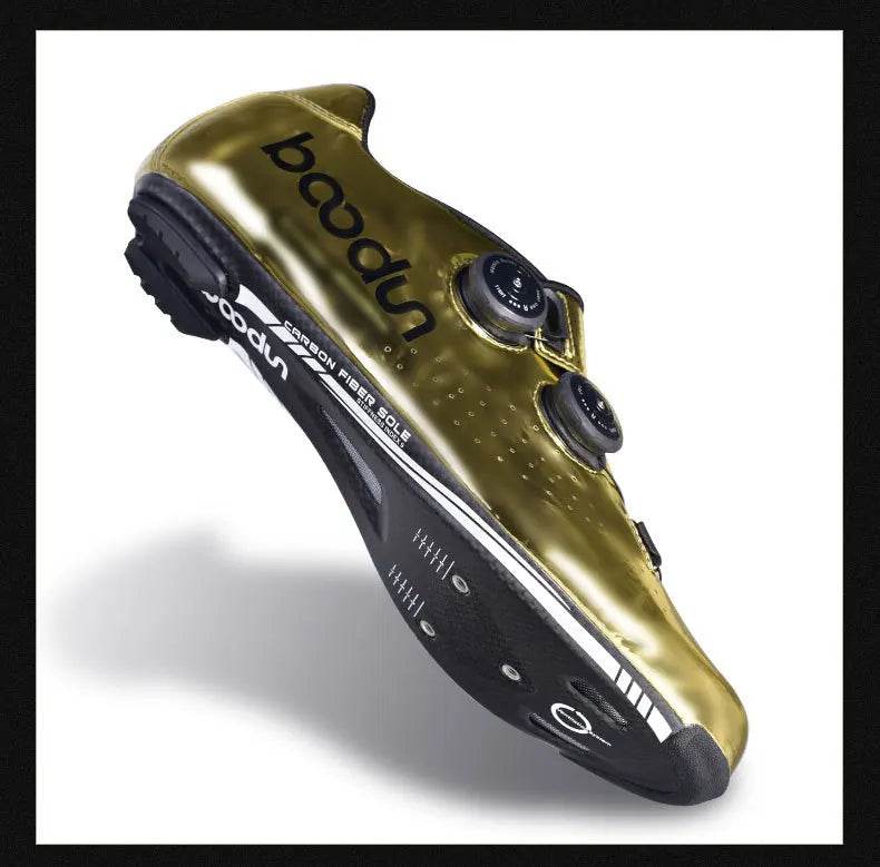 BOODUN Golden Carbon Road Bike Cycling Shoes Road Bike Self-Locking Shoes Carbon Ultralight professional Bicycle Racing Shoes - KICKSTART