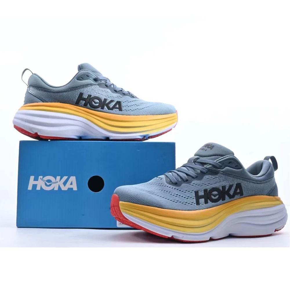 Hoka One One Sport Running Shoes Bondi8 Anti Slip Cushioning Road Runs Shoes Men Sport Shoes Lifestyle Outdoor Sneaker Women - KICKSTART