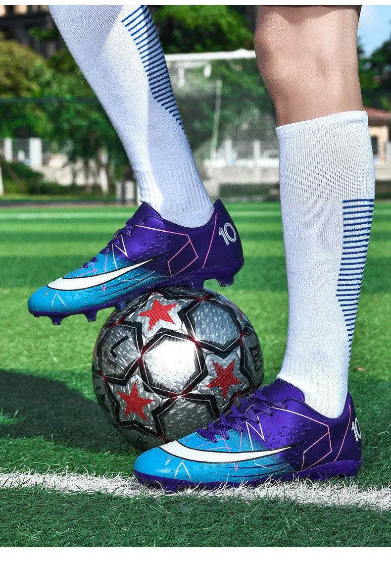 Fashion White Pink Football Sports Shoes Men Women Cheap Long Spikes Soccer Cleats Men Professional Futsal Shoes Zapatos Futbol - KICKSTART