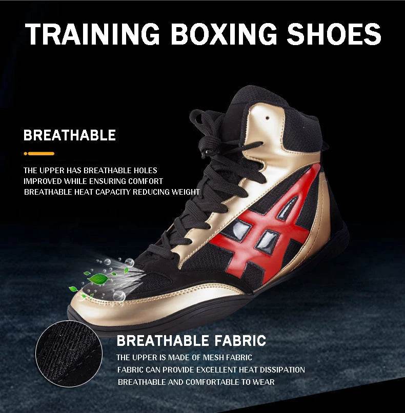 Mid Cut Mens Pro Boxing Boots Size 32-45 Breathable Non Slip Women Lace Sanda Wrestling Shoes Student Fighting Training Shoes - KICKSTART