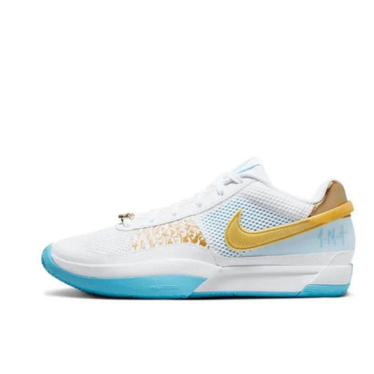 Nike new listing JA 1 men's low top basketball shoes comfortable shock absorption wear white and blue color scheme - KICKSTART